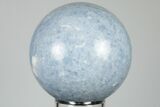 Polished Blue Calcite Sphere - Madagascar #196252-1